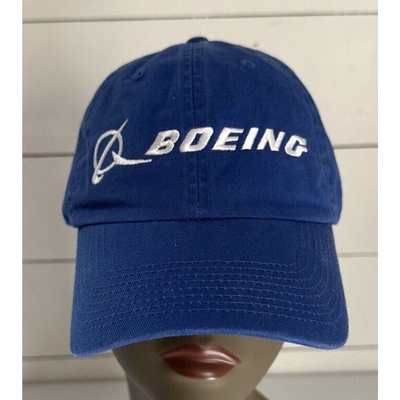 Boeing Hat Cap Blue Embroidered Logo Cotton Adult Strapback Adjustable - Picture 1 of 7